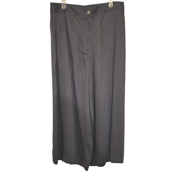 Club Monaco Navy High Waist Wide Leg Cropped Trouser Business Social Pant  14 - Picture 1 of 5